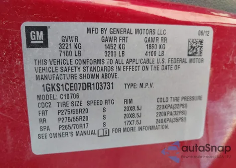 2013 GMC Yukon Slt from USA, damaged, VIN 1GKS1CE07DR103731